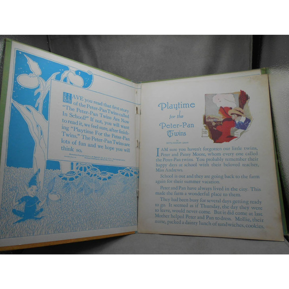 Playtime for the Peter-Pan Twins Antique Children's Book 1923 W679 Whitman Pub. - Picture 3 of 8
